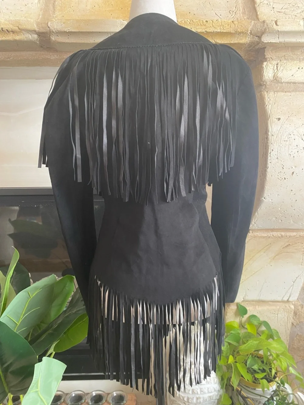 Reformation Fringe Suede Leather Jacket Black Western Boho Women’s S - Picture 4 of 13